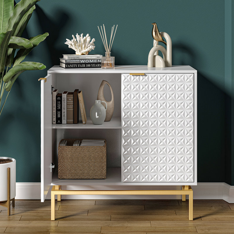Lydon 2 Door Accent Cabinet with Metal Base Willa Arlo Interiors Color White